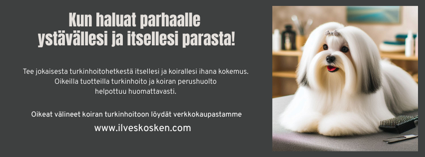 Oikeat välineet koiran turkinhoitoon löytyy verkkokaupastamme : www.ilveskosken.com